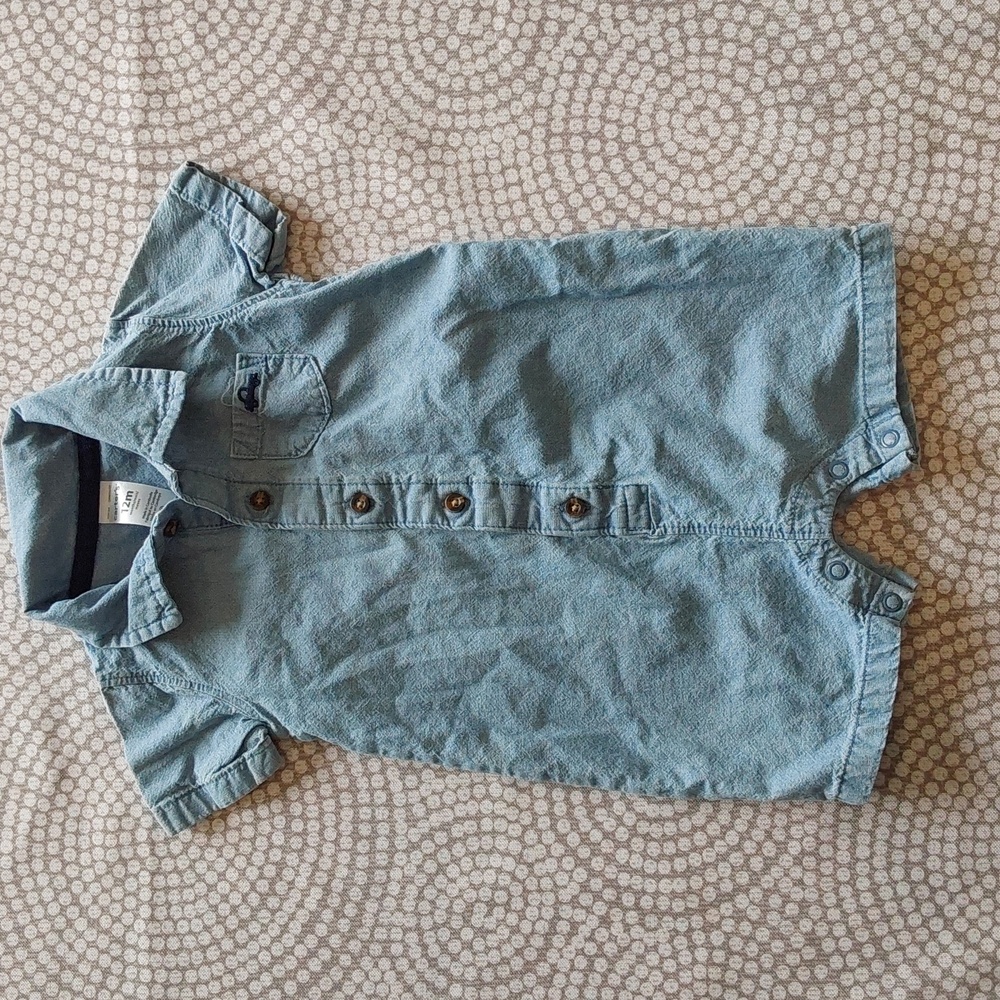 Baby Boy or Girl One Piece Denim Outfit